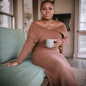 Off Shoulder Midi Sweater dress